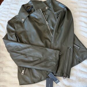 French Connection Vegan Leather Women’s XS New With Tags Olive Green